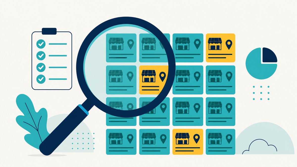 Auditing business listings, with mismatched entries highlighted