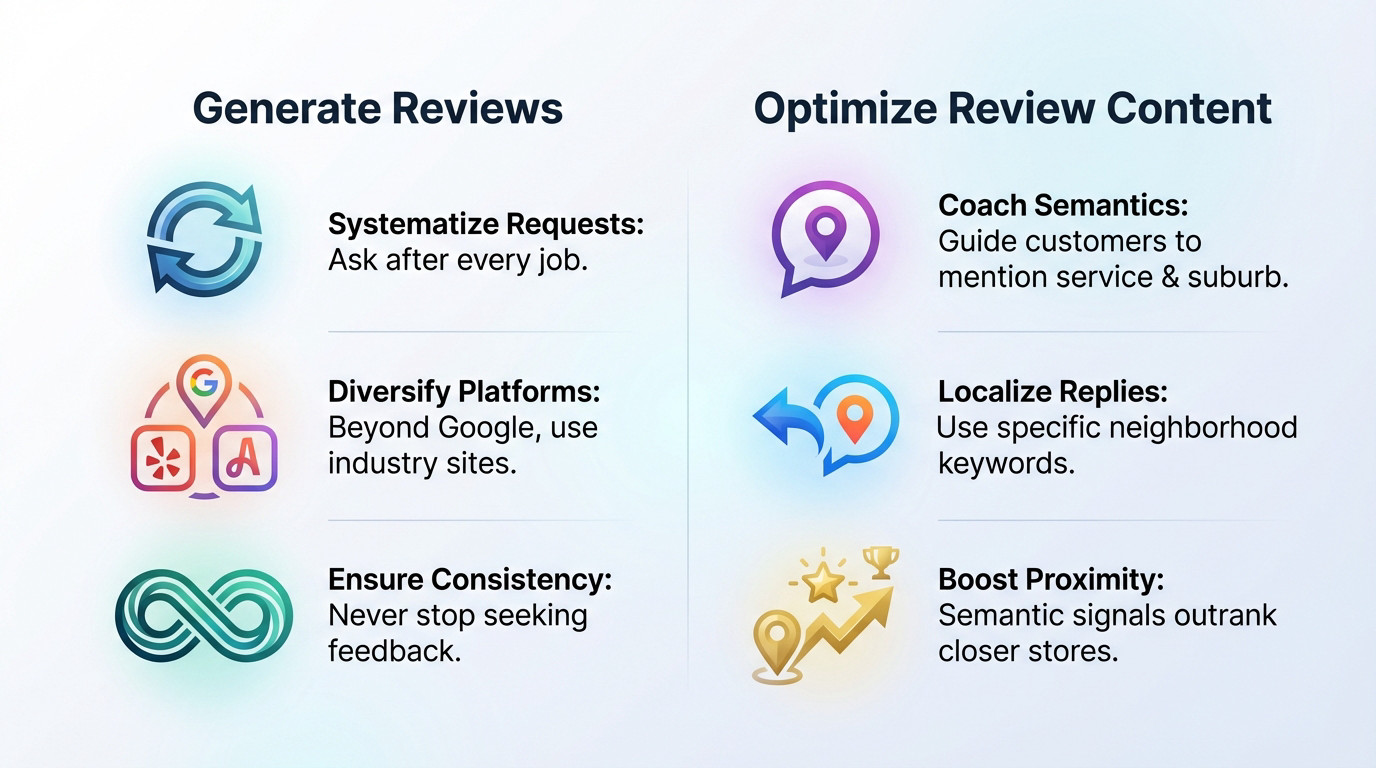 Strategies for generating local reviews and optimizing semantic signals for Service Area Businesses