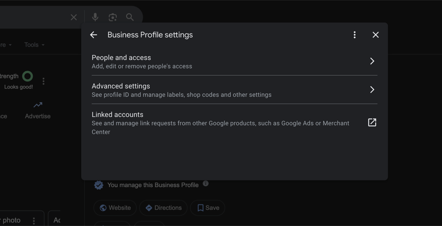people and access menu to manage users