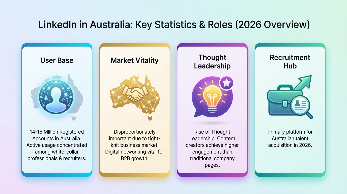 Graph showing LinkedIn user demographics and B2B reach statistics in Australia for 2026