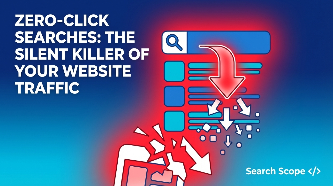 Graphic explaining zero-click searches impact on website traffic